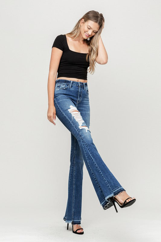 Flying Monkey High Rise Distressed Released Hem Flare