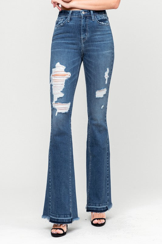 Flying Monkey High Rise Distressed Released Hem Flare