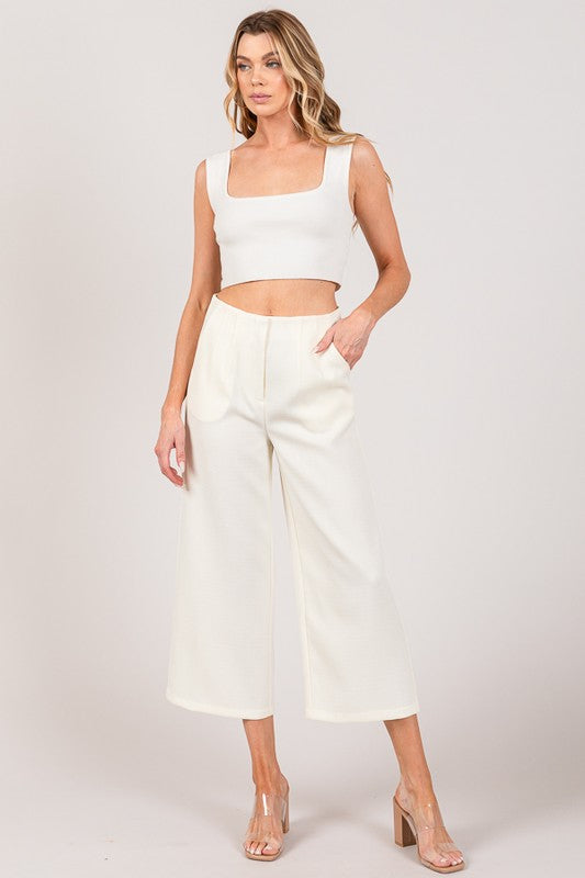 Wide Leg Culotte Pants