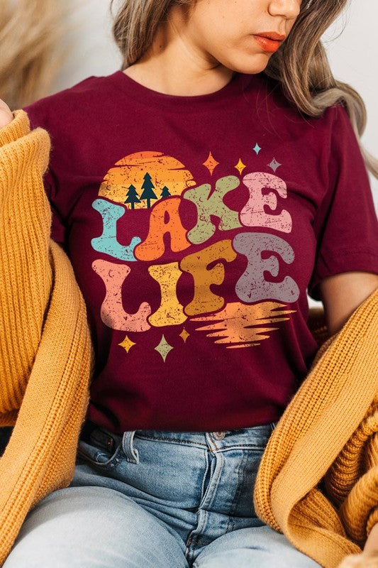 Retro Lake Life Graphic T Shirts