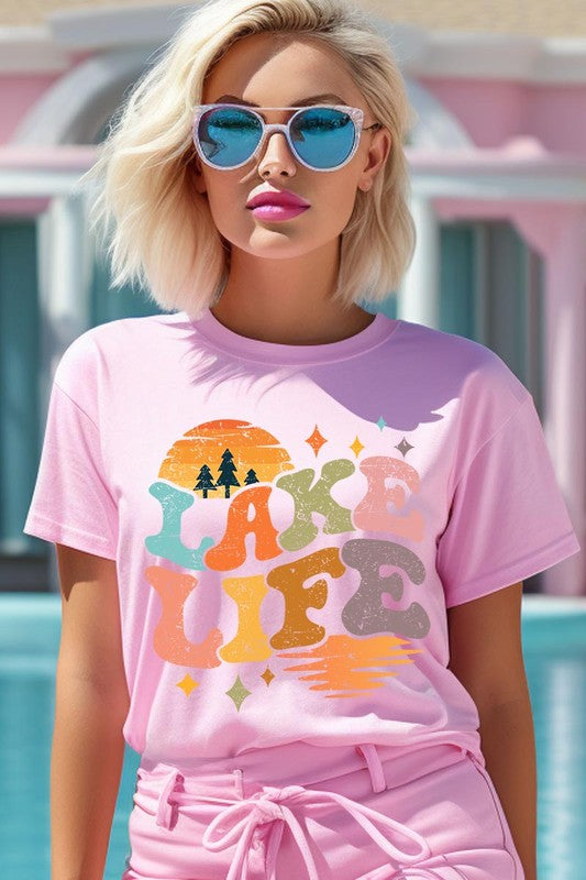 Retro Lake Life Graphic T Shirts