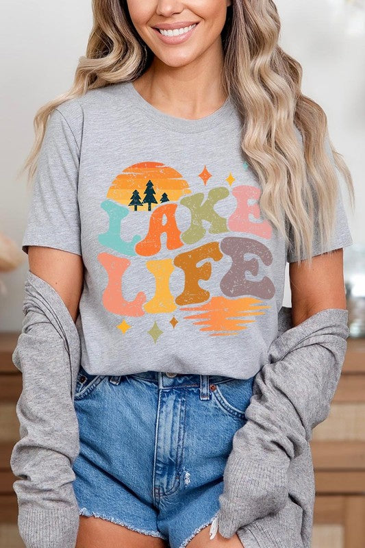 Retro Lake Life Graphic T Shirts