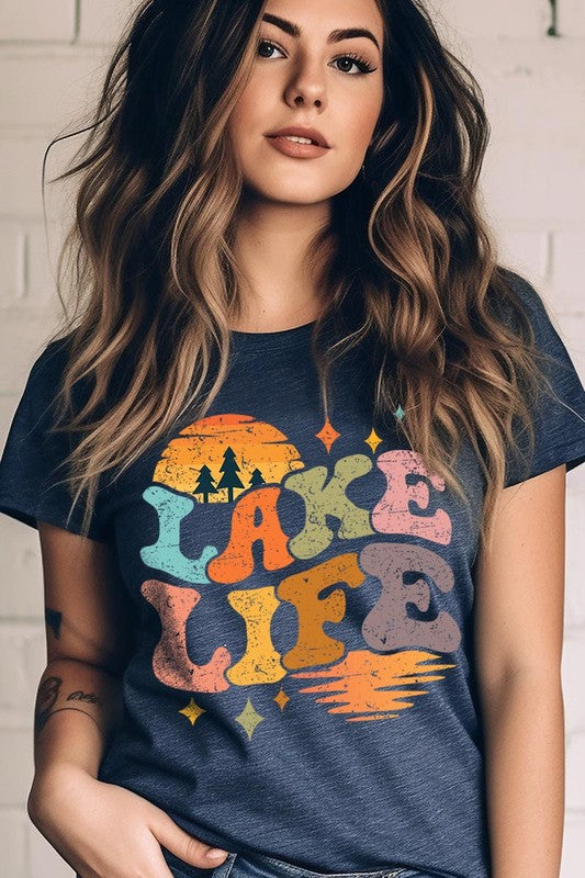 Retro Lake Life Graphic T Shirts