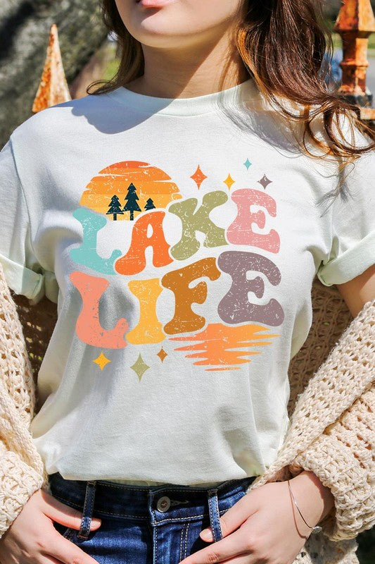 Retro Lake Life Graphic T Shirts