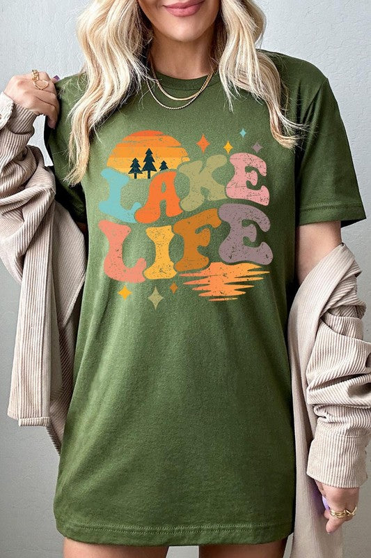 Retro Lake Life Graphic T Shirts