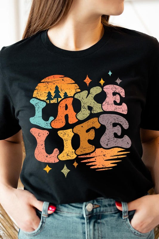 Retro Lake Life Graphic T Shirts