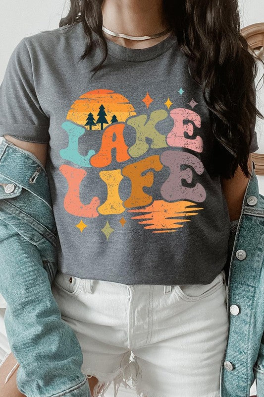 Retro Lake Life Graphic T Shirts