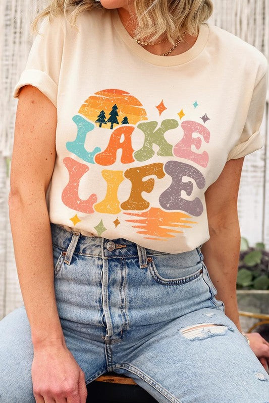 Retro Lake Life Graphic T Shirts