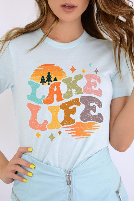 Retro Lake Life Graphic T Shirts